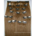 Hot selling wholesale double drawn virgin remy human hair extention 120g clip in hair